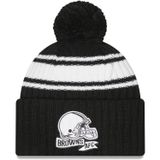 New Era Erkek Krem/Kraliyet Los Angeles Rams 2022 Sideline Spor Kelepçeli Pom Örgü Şapka