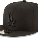 New Era MLB 9FIFTY Siyah Siyah Ayarlanabilir Snapback Şapka Şapkası Tek Beden Herkese Uyar, Los Angeles Dodgers, Tek Beden