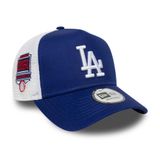New Era Yetişkin 9Forty Trucker Yan Yama MLB Los Angeles Dodgers Trucker Beyzbol Şapkası Şapka Koyu Mavi