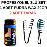 New Estela Profesyonel 2li Şekil Tarak Seti & Ostwint Profesyonel Saç Şekillendirici Pudra Wax 20GR - Mavi