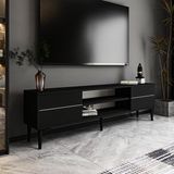New Global Aragon Modern Tv Sehpası – 140 Cm, 2 Kapaklı + 2 Açık Raflı, Siyah & Beyaz Renk Seçenekli Tv Ünitesi