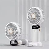 New Global Mini El Fanı 5 Kademeli Dijital LED Göstergeli Boyun Askılı Mini Klima Vantilatör Beyaz