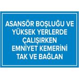 New Jargon Asansör Boşluğu ve Yüksek Emniyet Kemerini Tak ve Bağlan Levhası - Sac Malzeme 50X70 cm - 50 x 70 cm