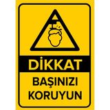 New Jargon Dikkat Başınızı Koruyun Levhası - Sac Malzeme 35X50 cm - 35 x 50 cm