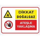 New Jargon Dikkat Doğalgaz Ateşle Yaklaşma Levhası - Sac Malzeme 35X50 cm - 35 x 50 cm