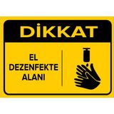 New Jargon Dikkat El Dezenfekte Alanı Levhası - Sac Malzeme 35X50 cm - 35 x 50 cm