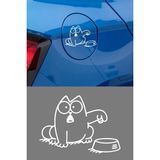 New Jargon Komik Kedi Yakıt Depo Kapağı Sticker – Araç Dekoratif Oto Çıkartma 15X11CM - Beyaz