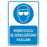 New Jargon Koruyucu Iş Gözlüğünü Kullan Levhası - Sac Malzeme 25X35 cm - 25 x 35 cm