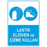 New Jargon Lastik Eldiven ve Çizme Kullan Levhasi - Sac Malzeme 50X70 cm - 50 x 70 cm