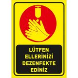 New Jargon Lütfen Ellerinizi Dezenfekte Ediniz Simgeli Sarı Renk Sac Malzeme 35 x 50 cm SYL42 - 35 x 50 cm