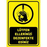 New Jargon Lütfen Ellerinizi Dezenfekte Ediniz Sticker Etiket Afiş Yapıştırma 35 x 50 cm Syl43