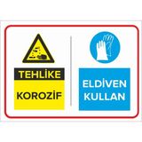 New Jargon Tehlike Krozif Eldiven Kullan Levhası - Sac Malzeme 35X50 cm - 35 x 50 cm