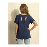 NEW JOURNAL Kadın Lacivert Salaş Sırt Açık Detaylı Oversize Tunik Tshirt Njram20