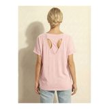 NEW JOURNAL Kadın Pudra Salaş Sırt Açık Detaylı Oversize Tunik Tshirt Njram20