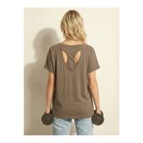 NEW JOURNAL Kadın Vizon Salaş Sırt Açık Detaylı Oversize Tunik Tshirt Njram20