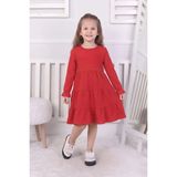 New Kids Kız Çocuk Uzun Kol Elbise Kol Fırfır Manşetli Etek Fırfır Detaylı Krmz Yeni Sezon - Kırmızı - 9 - 10 Yaş