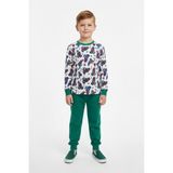 New Kids Traktör ve Iş Makinesi Desenli Uzun Kollu Mevsimlik Erkek Çocuk Pamuk Pijama Takımı - 8 - 9 Yaş - Yeşil