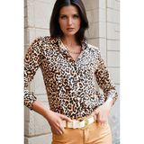 New Laviva Bej Leopar Desenli, Klasik Kesim Gömlek - 36