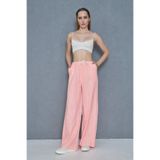 NEW LAVİVA Kadın Brode Detaylı Çizgili Poplin Pantolon 700-3757