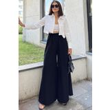 NEW LAVİVA Kadın Siyah Bol Paça Kupra Pantolon - 700-3391