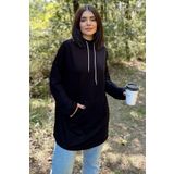 NEW LAVİVA Kadın Siyah Kapüşonlu Tesettüre Uygun Tunik- 700-3476