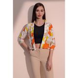 New Laviva Kadın Turuncu Şık Desenli Poplin Crop Ceket - 36