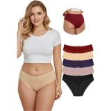 New Lilla 1009 Bato Paça Dantelli 5'li Kadın Külot Paketi - Karışık - Bordo