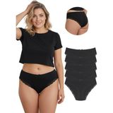 New Lilla 1009 Bato Paça Dantelli 5'li Kadın Külot Paketi - Siyah
