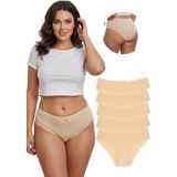 New Lilla 1009 Bato Paça Dantelli 5'li Kadın Külot Paketi - Ten - 2XL