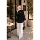 New Lune Dantel detaylı belden baglamalı Gömlek Tunik Kadın oversize uzun kollu Dügmeli şık tesettür tunik günlük mevsimlik rahat kesim modern giyim