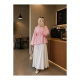 New Lune NEWLUNE Pembe pamuklu asimetrik kesim gömlek, bel bağlamalı oversize tunik günlük kombin