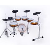 New Neiro NDDS-720 Parlak Ahşap Sb Dijital Bateri Seti+Tabure+Baget+Kulaklık+Trampet Sehbası+Kargo Hediye - Gül Kurusu