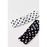 New Obsessions 2 adet Siyah Beyaz Puantiye Jersey Saç Bandı