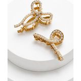 New Obsessions 4 cm Metal Inci Dekorlu Fiyonk ve Damla Mandal Toka - std - Beyaz