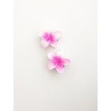 New Obsessions Mini Hibiscus Lüks Asetat Çiçek Mandal Toka Mini Boy 2'li Paket - Standart - Fuşya