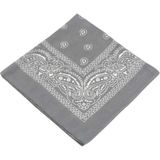New Obsessions Şal Desenli Kare Koton Bandana Fular - Gri