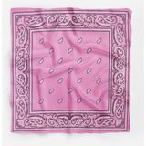 New Obsessions Şal Desenli Kare Koton Bandana Fular - Pembe