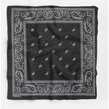 New Obsessions Şal Desenli Kare Koton Bandana Fular - Siyah
