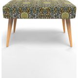 New Old Dikdörtgen Puf Masif Iskelet ve Ayaklar Dokuma Kumaş Siyah/metalik Ip - 43 x 72 cm