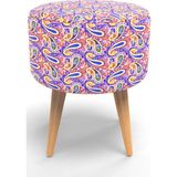 New Old Silindir Puf Masif Iskelet ve Ayaklar Dokuma Kumaş Pembe - 39 x 47 cm
