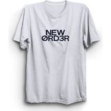 New Order, Font, Rock Metal Müzik Grubu, Unisex, Beyaz %100 Pamuk Tişört - 4XL