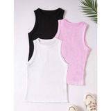 New Orginal Kadın 3'lü Set 3'lü Renk Esnek Atlet Bluz - Siyah - Beyaz - Pembe