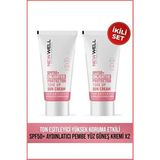 New Well 2 Ton Eşitleyici Yüksek Koruma Etkili SPF50+ Aydınlatıcı Pembe Yüz Güneş Kremi 50 ml Tüm Cilt Tipleri İçin