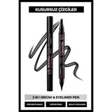 New Well Duo Pen 2-In-1 Brow & Eyeliner Black 01 2 ml - Siyah