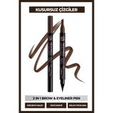 New Well Duo Pen 2-in-1 Brow & Eyeliner Dark Brown 02 2 ml