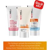 New Well Newwell Güneş Kremi 3 Lü Set 50 ml Ton Eşitleyici Pirinç Özlü Cilt Tipi Tüm Ciltler İçin SPF 50+