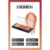 New Well Porcelain Make Up 3'lü Göz Farı Paleti 001 Yüksek Pigmentli Mat ve Işıltılı Renkler Nemlendirici