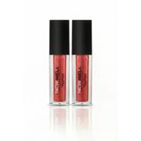 New Well Professional Shiny Liquid Lipgloss - Işıltılı Kırmızı/Mercan Dudak Parlatıcısı - 2'Li Avantaj Paketi
