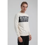 New World 22FWM60130 Bisiklet Yaka Ekru Erkek Sweatshirt