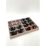 New York Model Süet Kumaş Pembe Renk 34/24 Cm Bölmeli Çekmece Içi Gözlük Standı